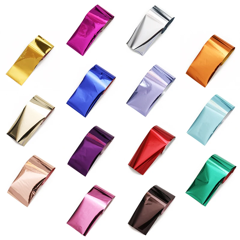 14 шт./компл. Фольга для ногтей Переводные серебряные розовые золотые наклейки