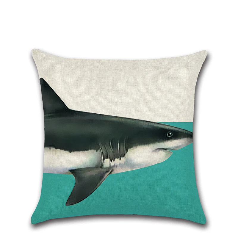 

Cushion Cover Shark Dinosaur Splicing Printed Linen Throw Pillow Cover Car Sofa Decorative Pillowcase Decoration 45x45cm