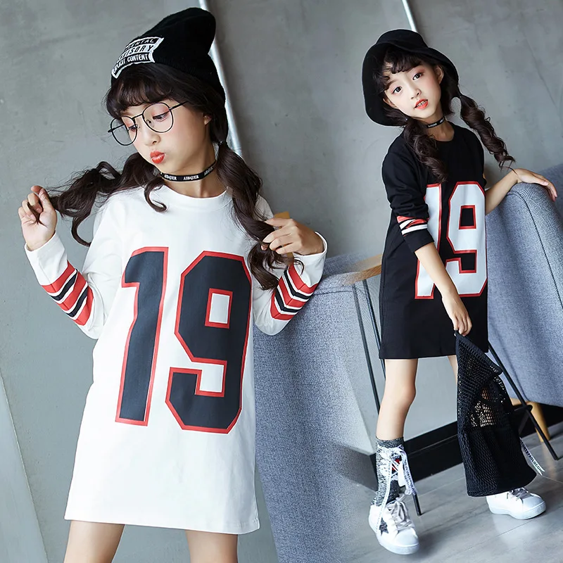 Детские платья для девочек осень 2018 платье-футболка хлопковые