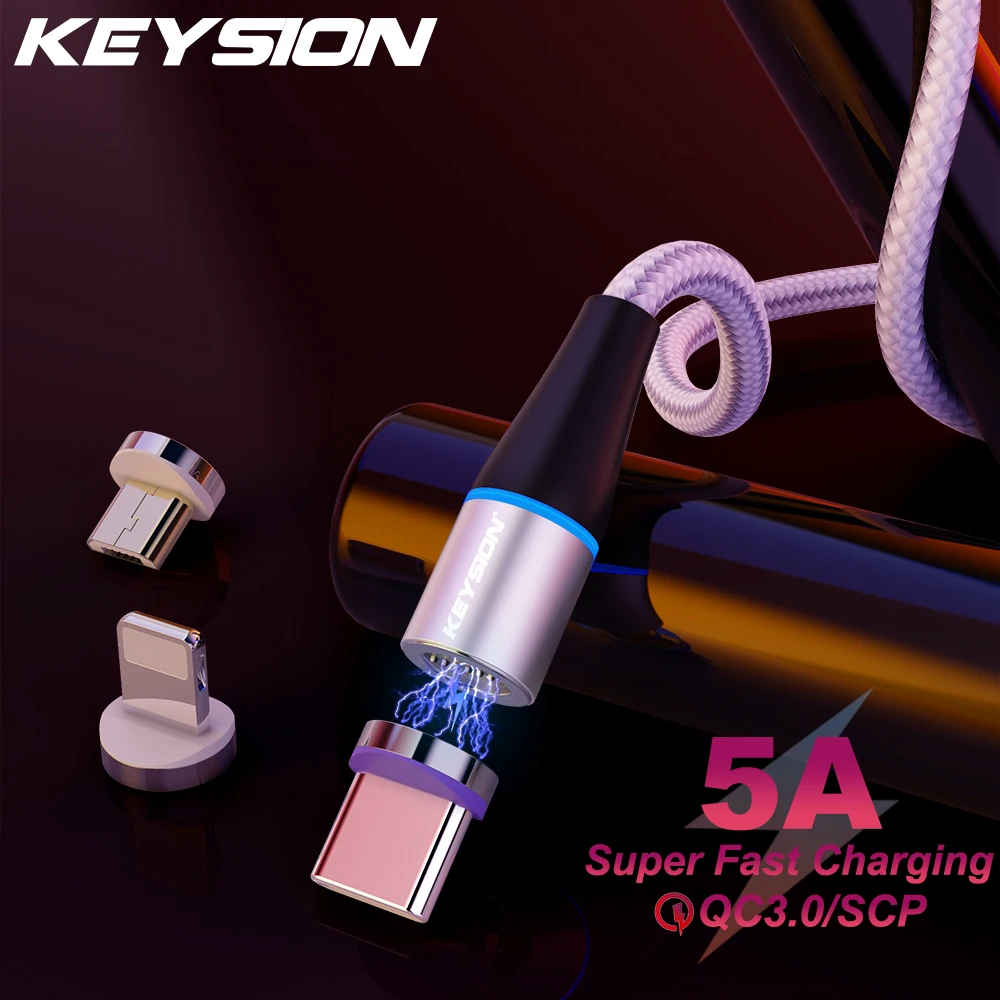 Магнитный кабель KEYSION 5A для iPhone Тип C магнитное зарядное устройство зарядка