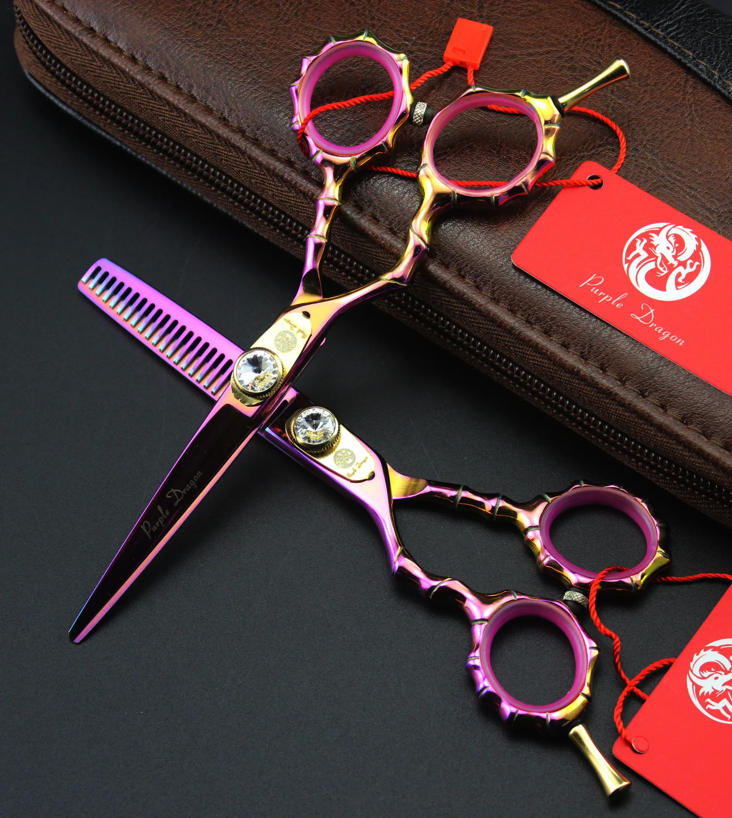 5 дюймов фиолетовый топ Профессиональные парикмахерские бамбуковые левые ручки