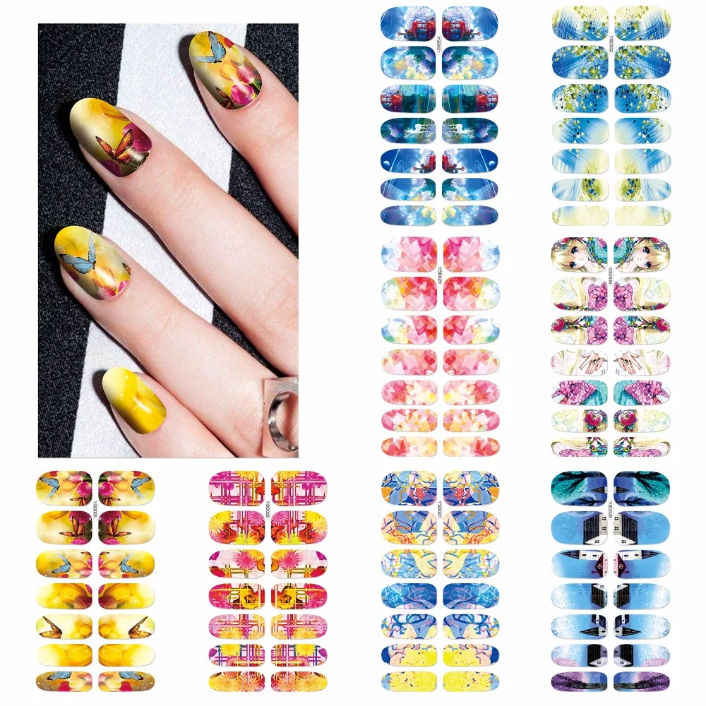 

1 Sheet 3D Full Cover Decals Water Transfer Nail Art Stickers Foil Wrap 20 Designs Optional