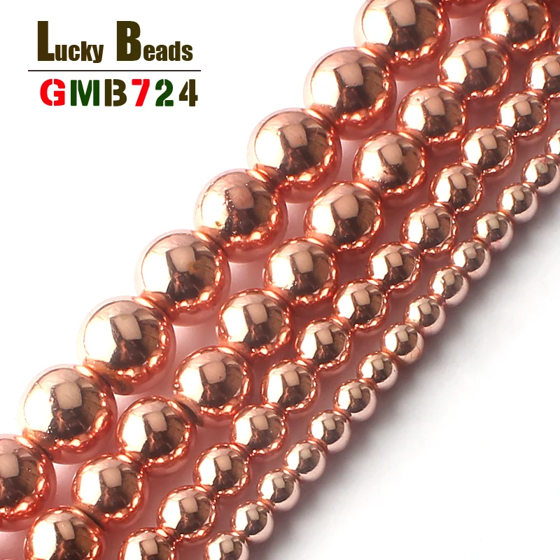 Бусины из натурального камня розовое золото гематит круглые бусины россыпью для