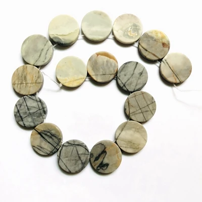 25mm 1str 1 нитка из натурального камня Пикассо Jaspe r, круглые бусины для монет, боковое просверливание для драгоценного камня, колье, изготовление ювелирных изделий, 13 дюймов/Str - Цвет: 25mm 1str
