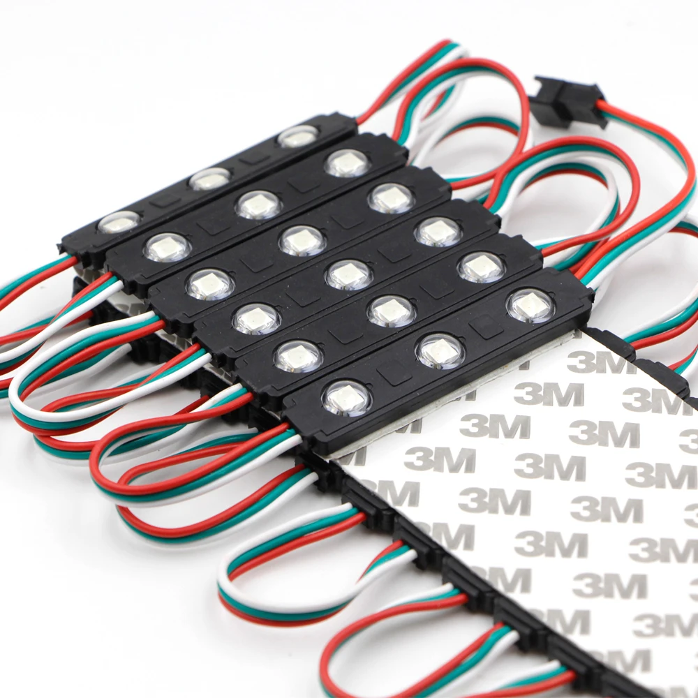 20 штук полный Цвет rgb ws2811 5050 3 светодио дный инъекций Модуль 12 В с объективом