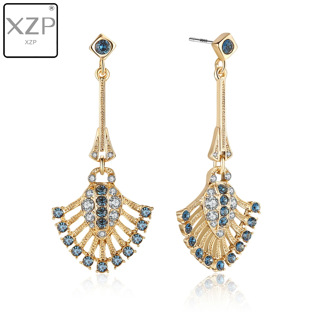 Женские длинные висячие серьги XZP BOHO металлические с австрийским кристаллом