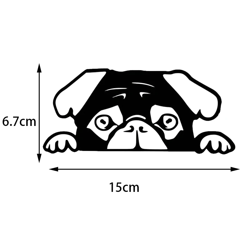 Виниловая наклейка Peeking Pug Puppy Cut для автомобиля 15*6 7 см черный серебристый лазер |