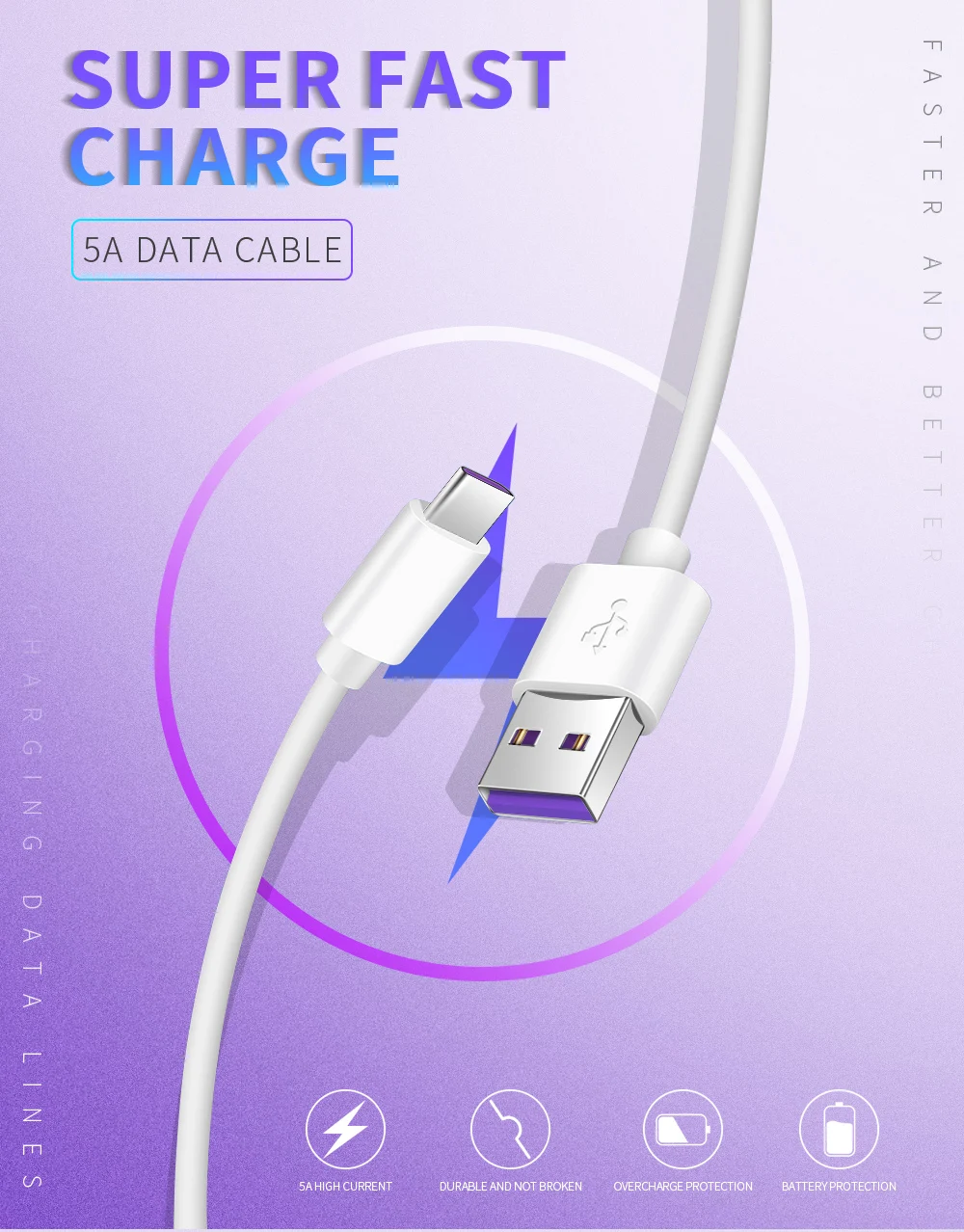 USB 5A type-C кабель для быстрой зарядки type-C супер зарядное устройство для SAMSUNG Galaxy S8 S9 для HUAWEI P20 mate 20 для XIAOMI для Oneplus 6T