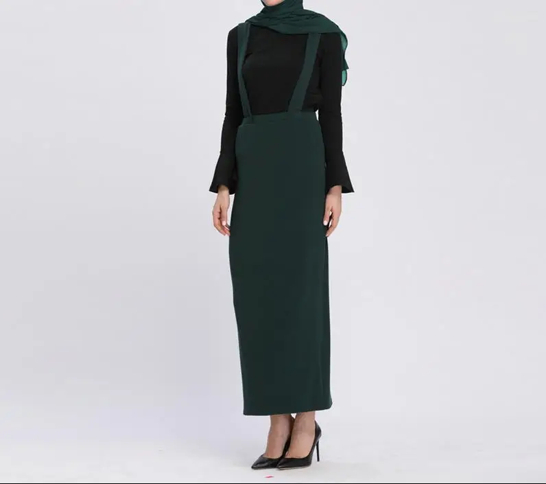 Vestidos abaya Дубай Ислам Арабский длинный мусульманский хиджаб юбка на подтяжках платье на подтяжках Абая для женщин турецкая исламская одежда - Цвет: Army Green Skirt