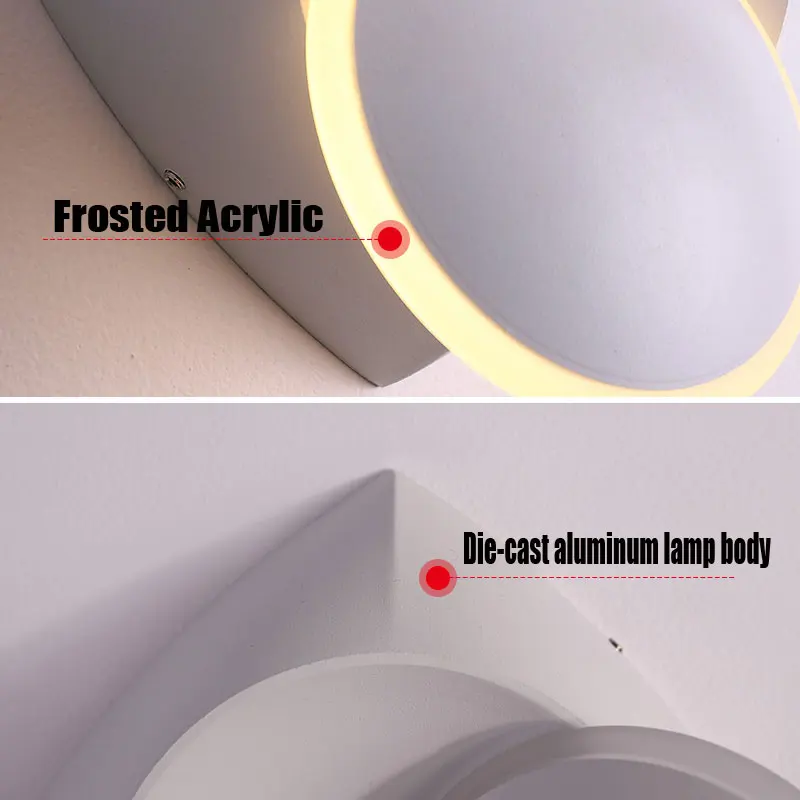 LED Wall Lamp 360 degree rotation adjustable bedside lights aluminum creative wall lamp modern aisle round | Лампы и освещение