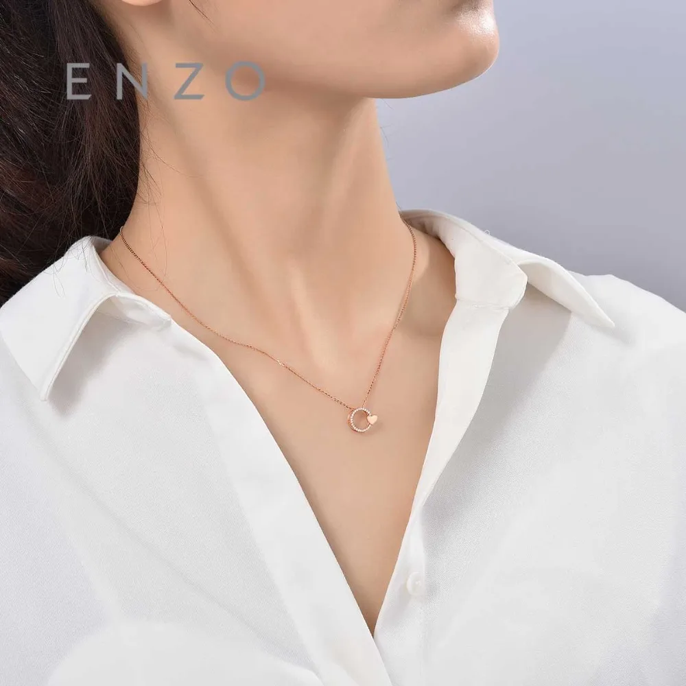 ENZO Real 18 К розовое золото (AU750) 25 шт./0.06ct Diamond для женщин цепочки и ожерелья подвески