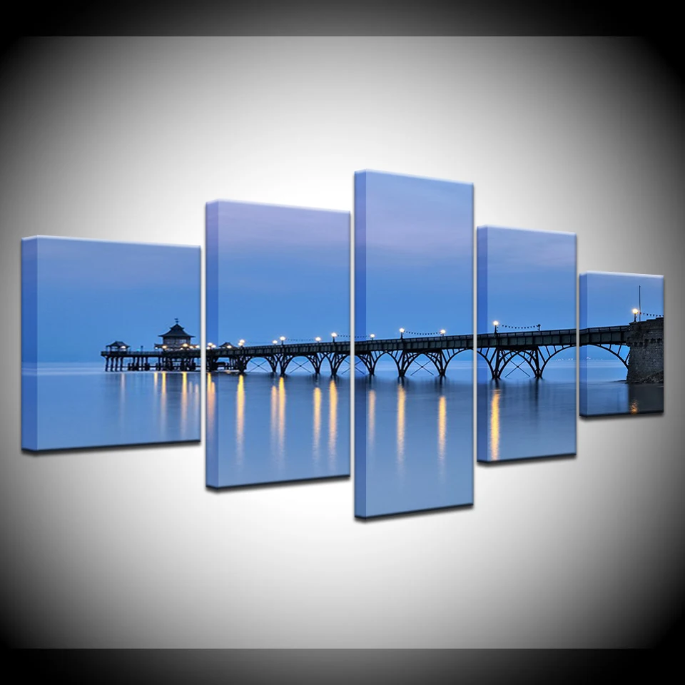 

The morning seascape 5 Panels HD Print Wall Art modern Modular Poster art Canvas painting for Living Room Home Decor