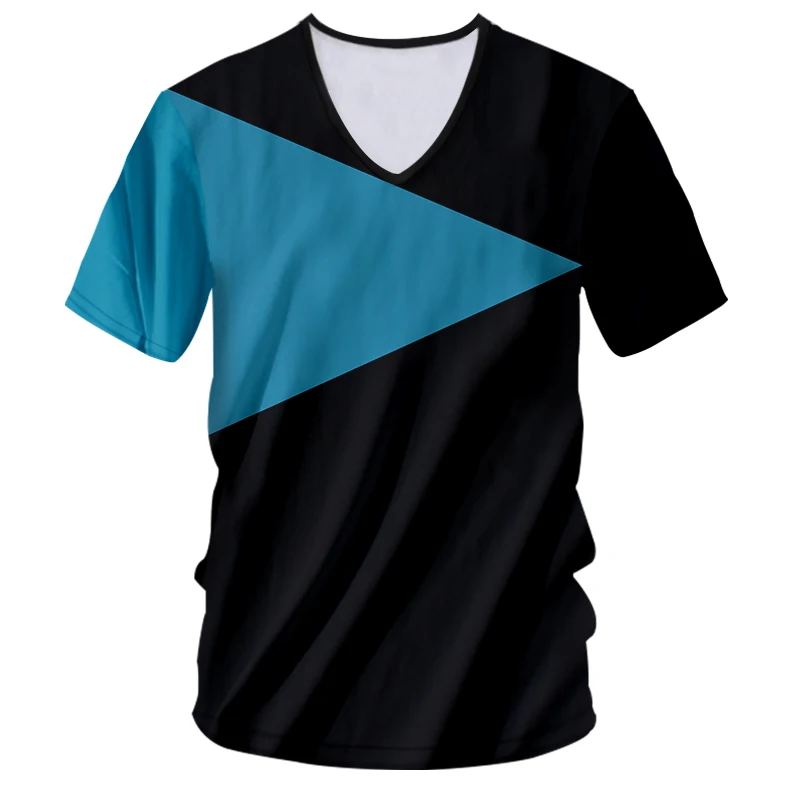 Футболка UJWI мужская с геометрическим и треугольным принтом топ продаж