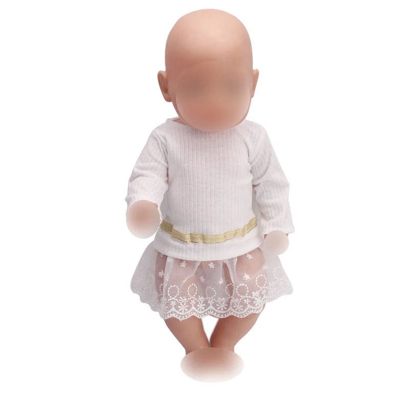 

43 cm baby dolls dress new born Simple white dress Baby toys fit American 18 inch Girls doll f229