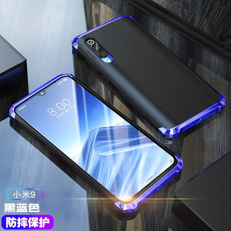 Blue Black Металлический Чехол-бампер для Xiaomi Mi 9 9SE с алюминиевой рамкой, гибридный чехол-накладка для Xiaomi Mi 9 SE, противоударный чехол для телефона - Цвет: Blue Black