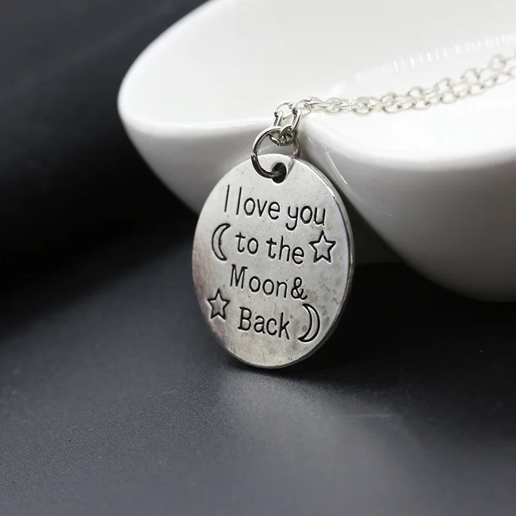 Женское колье с серебряным покрытием &quotI love you to the moon &amp back&quot|Ожерелья подвеской|