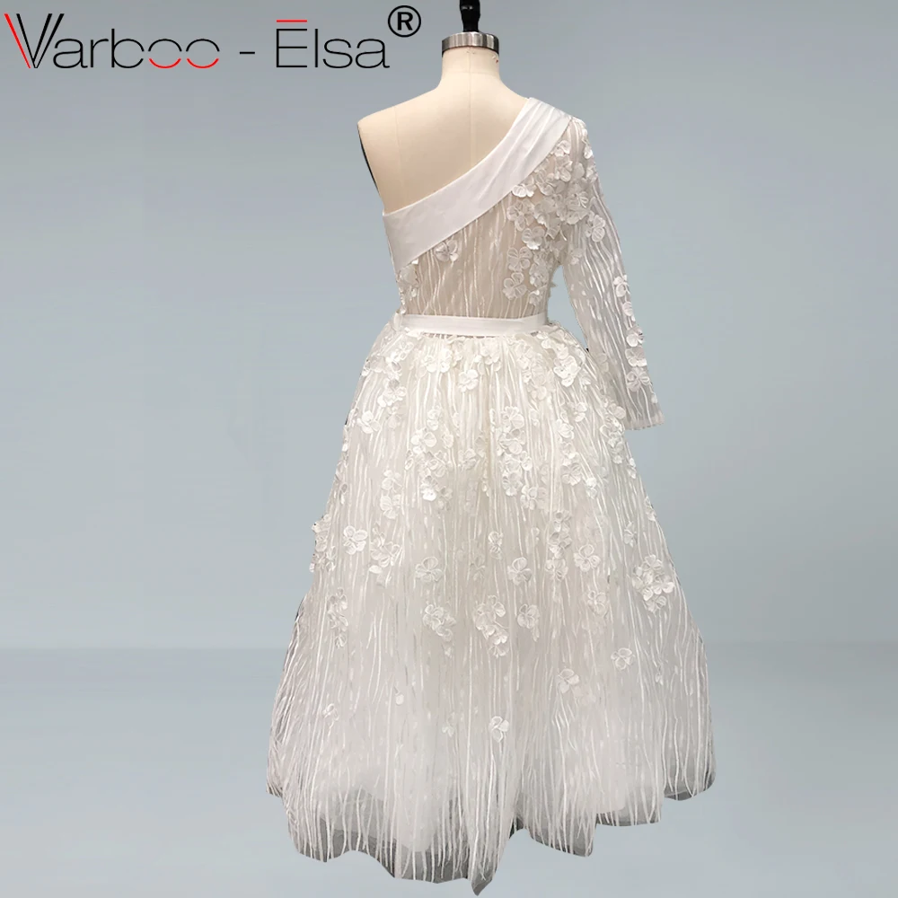 Женское вечернее платье с длинным рукавом VARBOO_ELSA белое и зеленое кружевное на