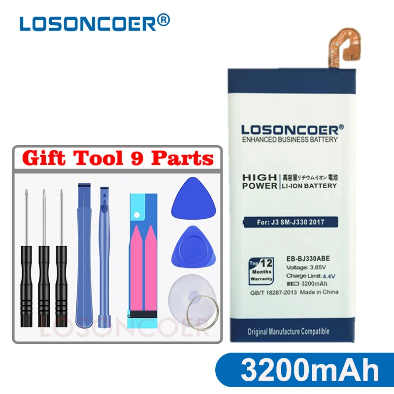 LOSONCOER 3200 мАч EB BJ330ABE Высококачественный аккумулятор для телефона Samsung GALAXY J3 2017 SM J330