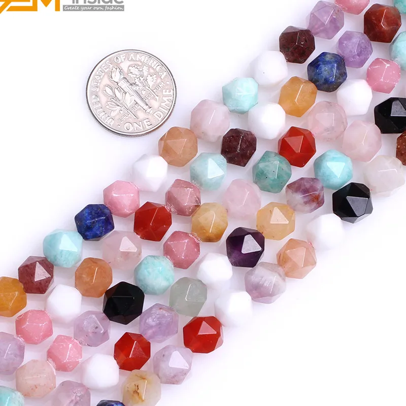 Бисер из натурального камня класса AAA 6 12 мм многоцветные граненые