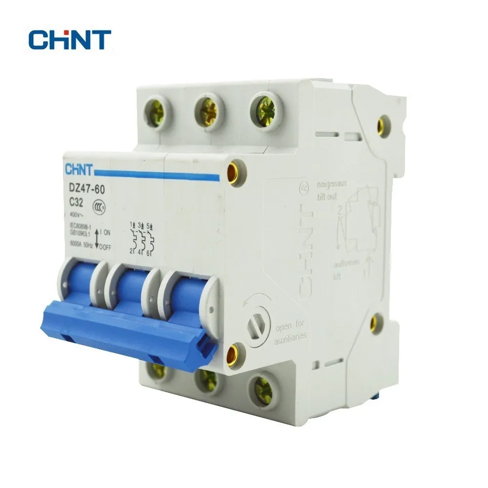 Миниатюрный автоматический выключатель CHINT DZ47 60 C32 AC230/400 V 3 P 32A с номинальным