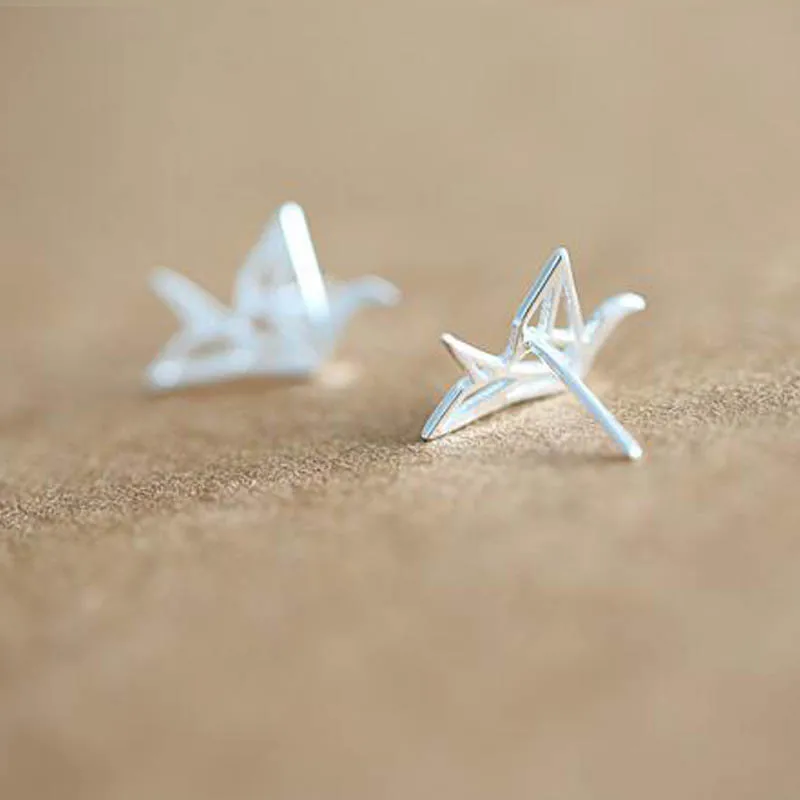 SMJEL Новая мода Журавлик оригами серьги гвоздики для женщин милые геометрические