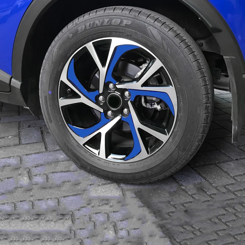 Reflective Blue 1pc Светоотражающая лента Наклейка для TOYOTA CHR C-HR наклейка на обод наклейка S - Название цвета: Reflective Blue 1pc