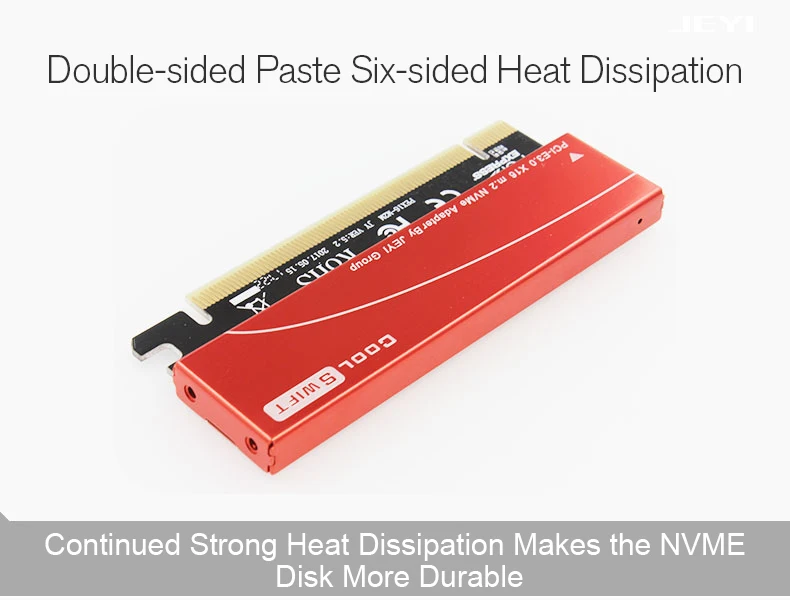 JEYI Cool Swift NVME M.2 PCI-E X16 2280 Плата расширения Золотой бар алюминиевый лист теплопроводность кремния вафельное охлаждение