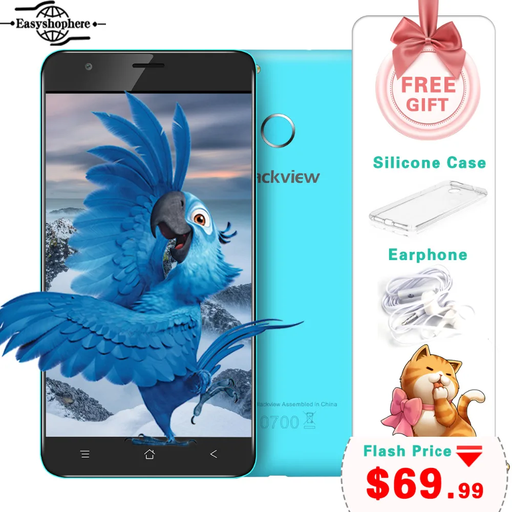 Blackview E7S Мобильного Телефона Android 6.0 MT6580 Quad Core 2 ГБ 16 Мобильный Телефон 5.5 Дюймов 8.0MP