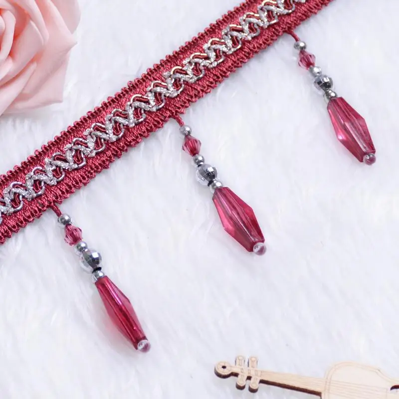 11 ярдов/партия украшенные кристаллами бусинами кисточками и бахромой отделка