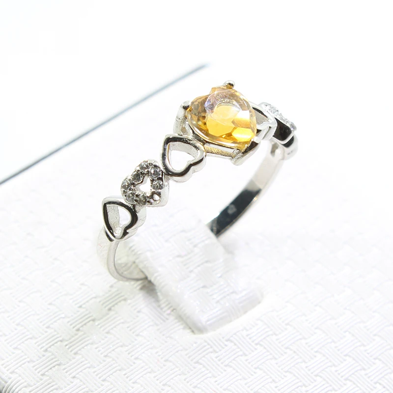 Модное серебряное цитриновое кольцо в форме сердца 6 мм натуральный VVS цитрин из