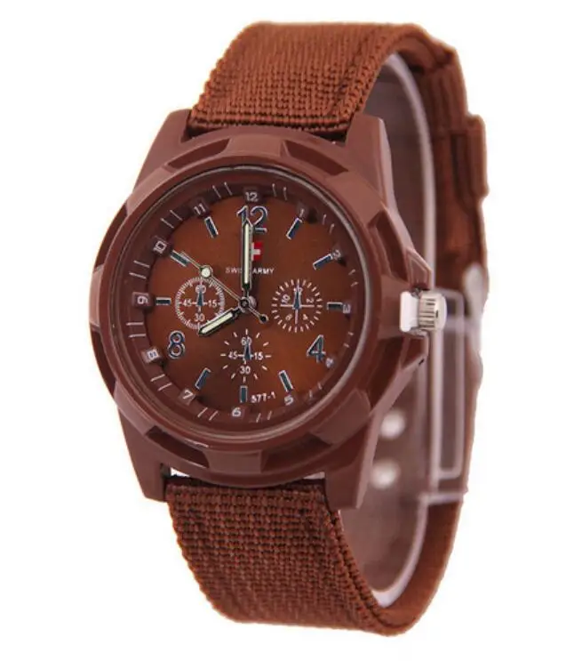 Swi coffee color Крутые! Мужские спортивные часы с браслетом, военные часы, новинка, стильные спортивные армейские часы, нейлоновый аналоговый ремешок для часов, кварцевые часы - Цвет: Swi coffee color