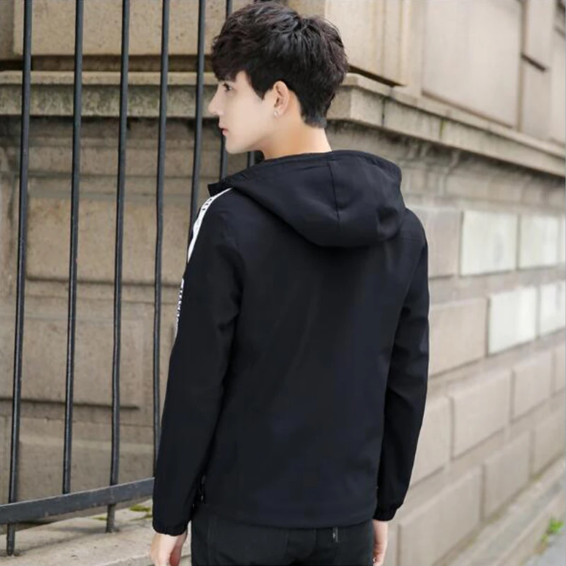 Для мужчин куртка-бомбер осень-зима полосатые письма печатаются рукавом Куртки