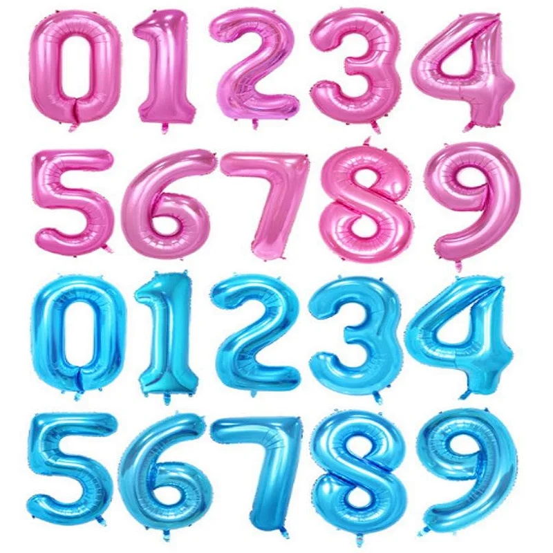 

40inch Number Foil Balloons Large Helium Birthday Party Decoration Balloon Supplies Baby Shower Souvenirs Favors Digit Pink Blue