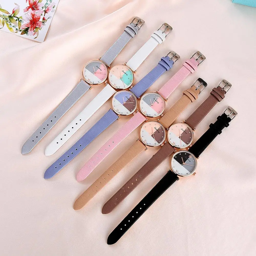 Роскошные Брендовые женские модные часы с цветным уникальным дизайном со