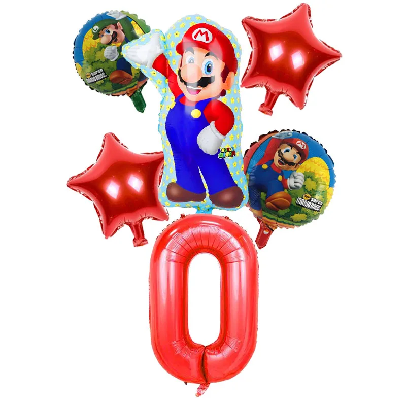 40inch number 6pcs Супер Марио тема одноразовые салфетки чашка пластина Марио тематическая вечеринка на день рождения украшения Марио Bros тематические салфетки 20 шт./упак - Цвет: 40inch number 6pcs