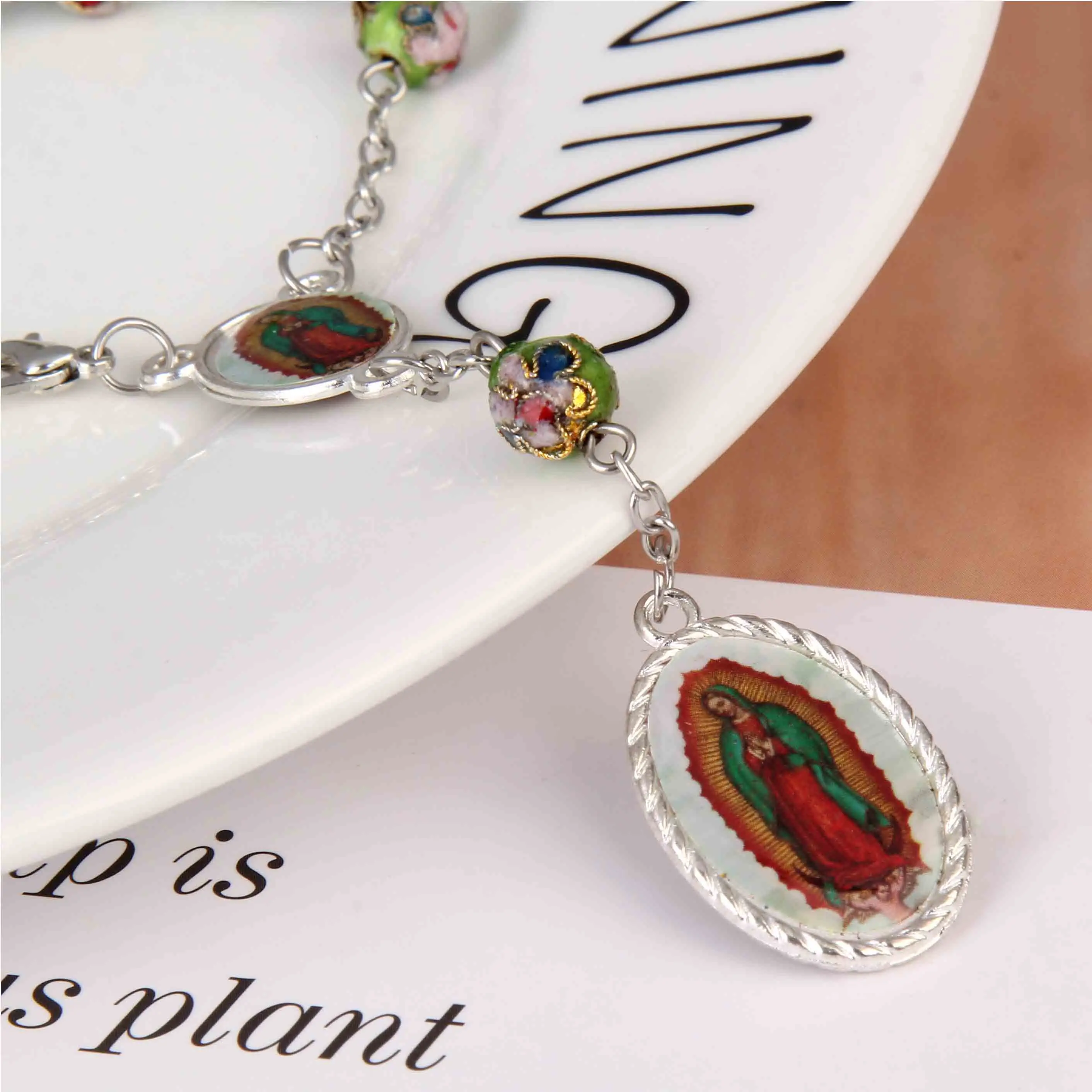 Браслет перекрестный из перегородчатой эмали 8 мм Католический роскошный