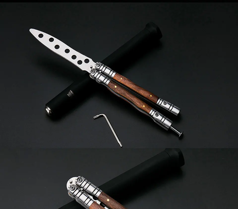 ZQXYSJ бабочка тренажер инструменты тактический практический нож Balisong деревянная ручка без края без остроты с оболочкой сложенный метательный нож
