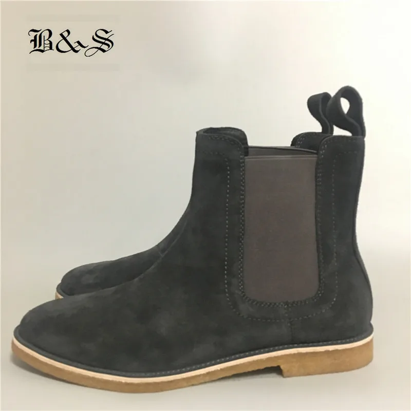 dark gray Черные и уличные эксклюзивные качественные кожаные ботинки челси ручной работы из Западной замши; большие размеры 47; красивые мужские Красивые уличные Подиумные сапоги - Цвет: dark gray