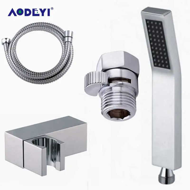 

AODEYI Hand Held Shower Sets Brass Hand Shower +1.5M Stainless Steel Shower Hose +Shut Off Valve + Abs Holder 03-197