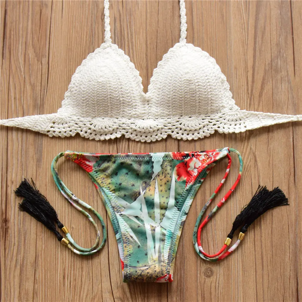 Крючком бикини Купальники для малышек 2017 женская обувь Топ вязать сексуальные