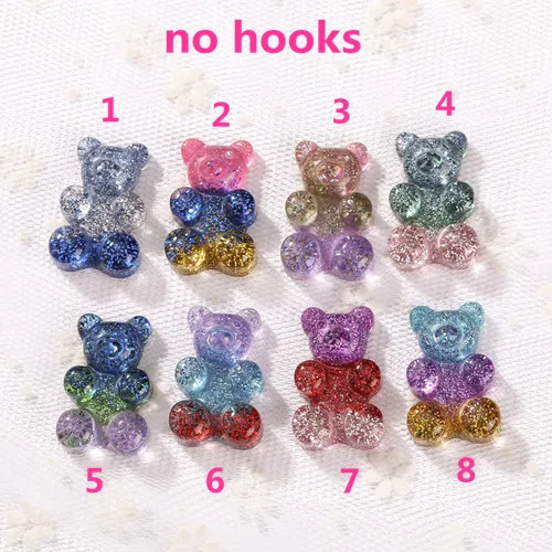 20 шт 20*30 мм Gummy Bear Амулеты с плоской задней стороной, кабошоны из смолы, блестящие амулеты для брелка, подвески, ожерелья, сделай сам - Окраска металла: no hooks