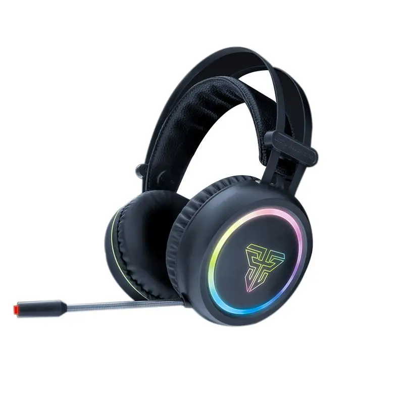 Black FANTECH HG15 7,1 канальный RGB дыхательный светильник, игровая гарнитура, объемный звук, игровые стерео светодиодный наушники с шумоподавлением - Цвет: Black