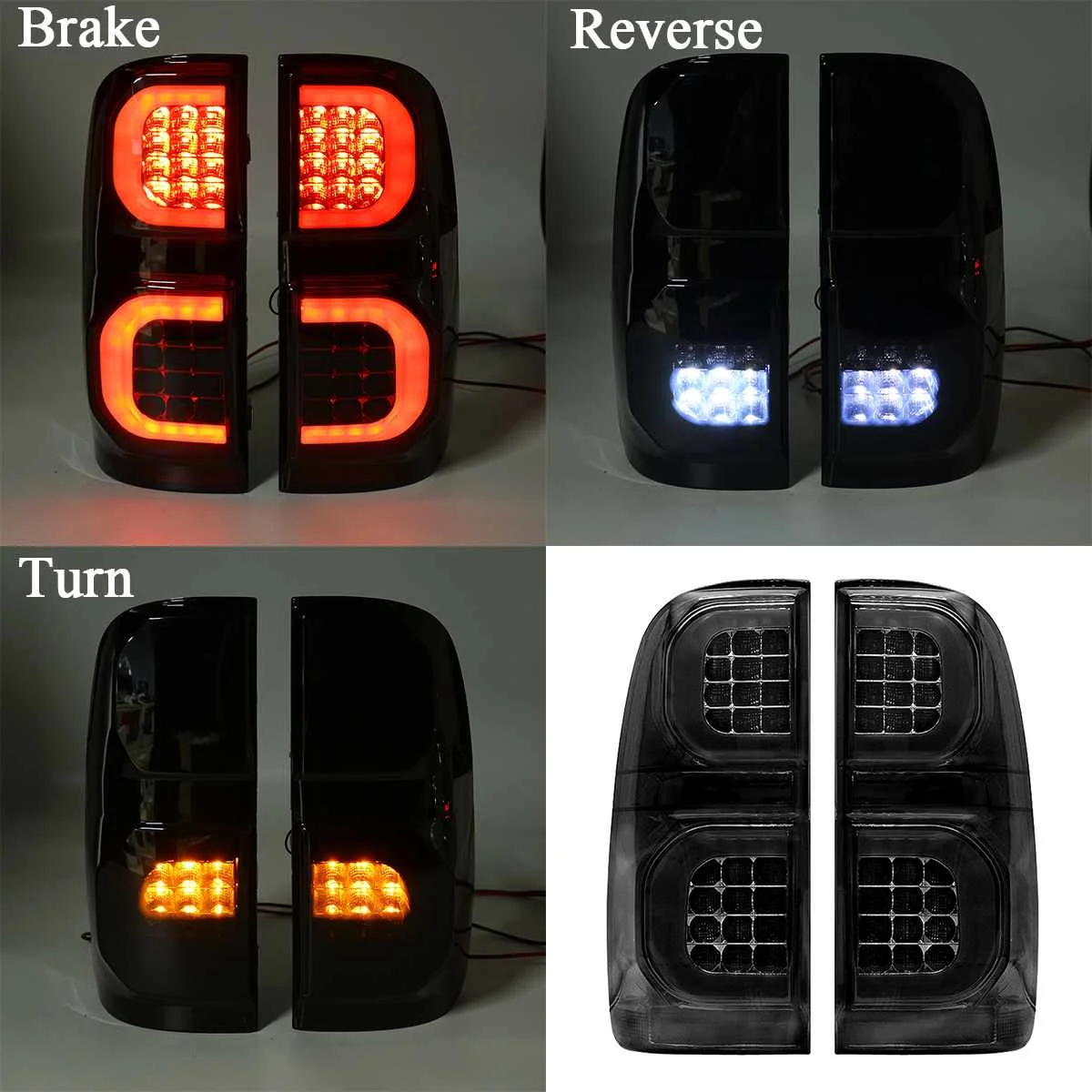 Smoke Led Tail Light For Toyota Hilux Vigo KUN26 SR SR5 Workmate 2004- Taillight Rear Reverse Brake Light Lamp Turn Signal