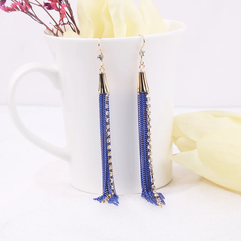 Новый Красный Белый Черный 4 Цвета Блестящий Кристалл Кисточкой мотаться Серьги