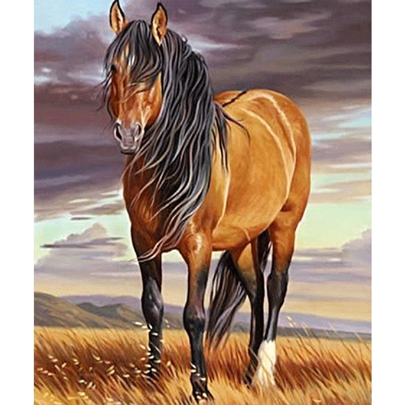 DIY 5D Full Diamond Painting Cross Stitch Horse on the prairie Mosaic Diamond Embroidery Needlework Patterns Rhinestone kits