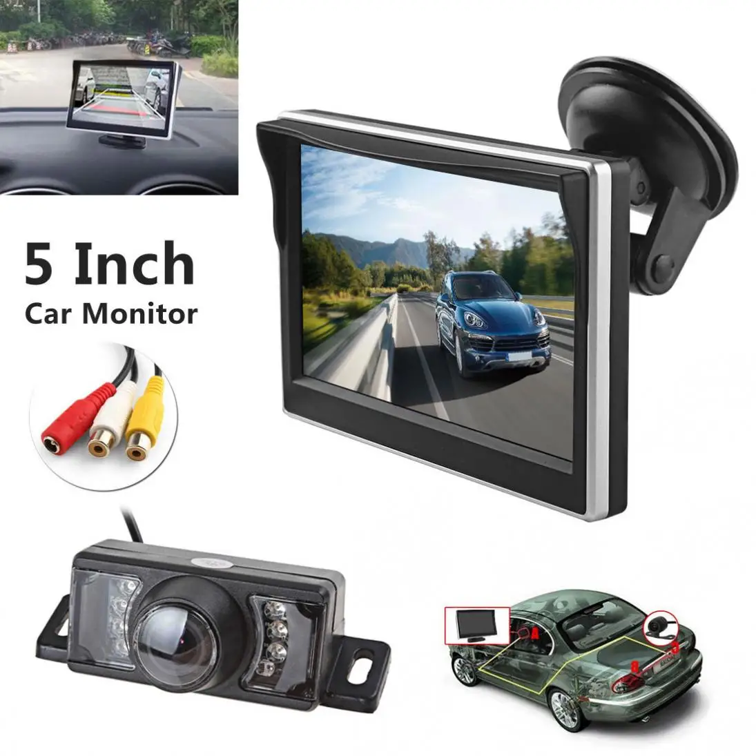 5-дюймовый TFT ЖК-экран 480x272 HD цифровой цветной монитор заднего вида автомобиля + 7