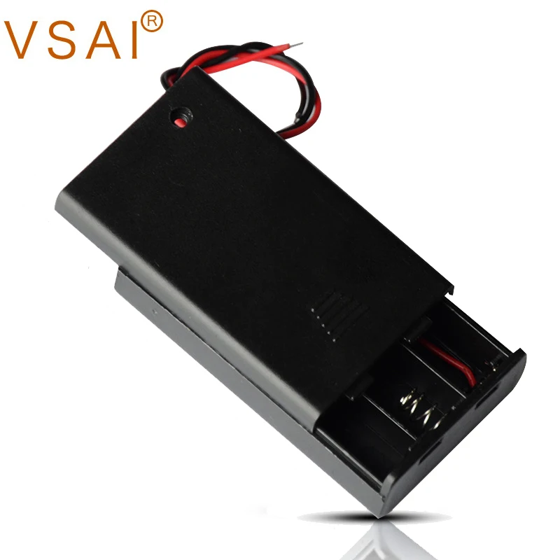 2 шт./лот VSAI держатель коробки для 3x AAA черный с проводами пластиковый чехол