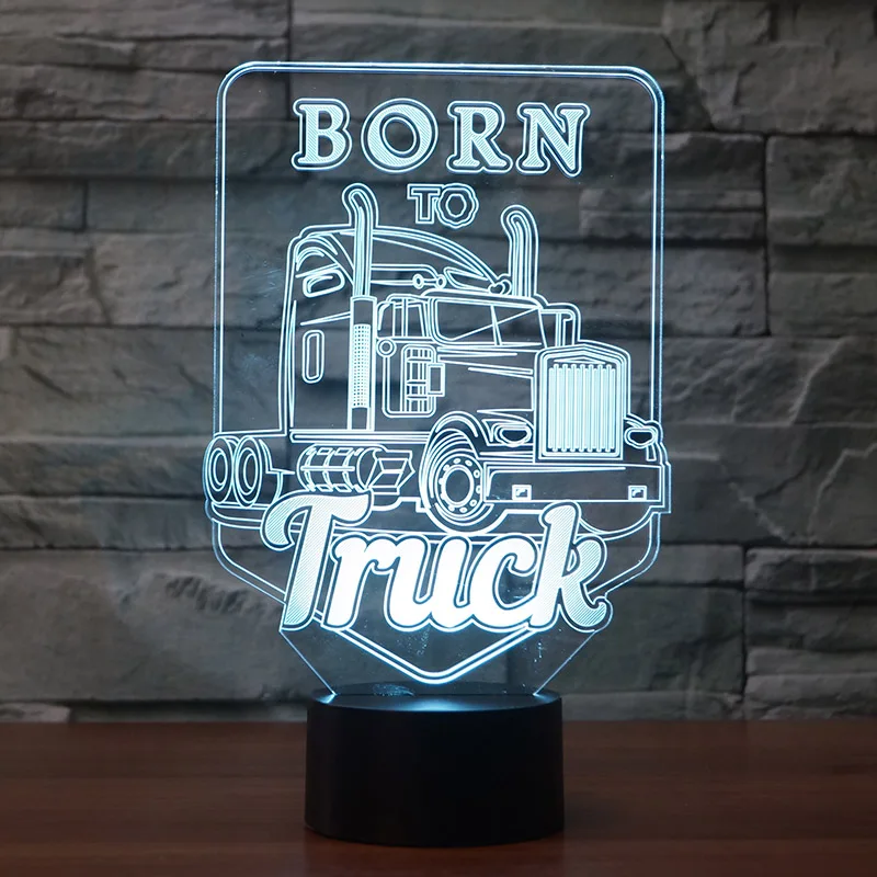 Kingchip Born to Truck 3D Led ночник акриловые цветные огни голограмма детская настольная