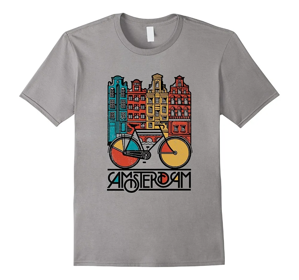 

2019 Man'S Op Neck Designer Adults Casual Tee Shirt New Retro Bicycle Biker Amsterdam City T Shirt Jerseyfitness T-Shirts