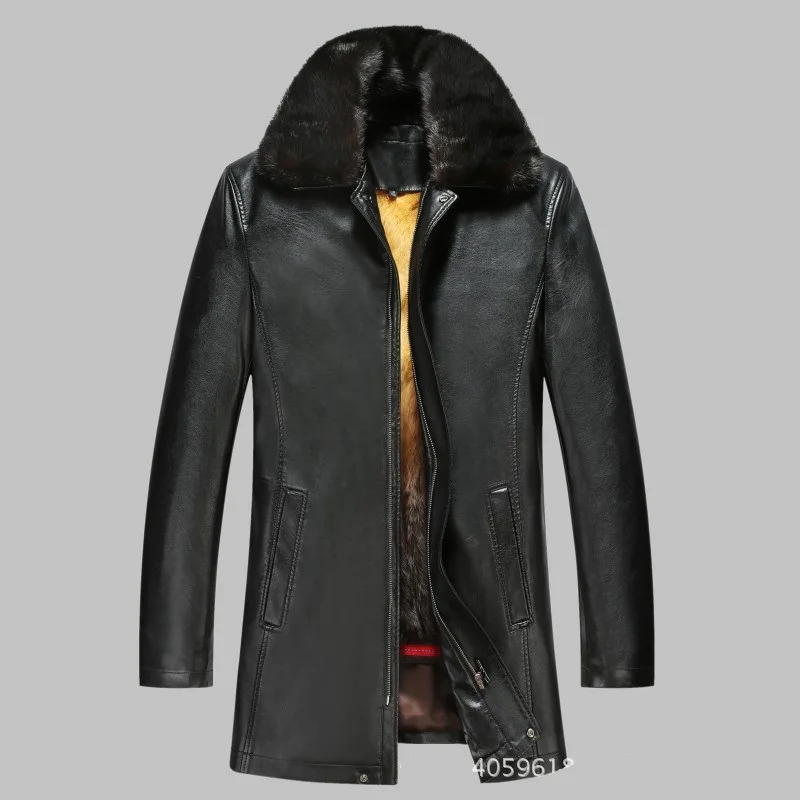 812 Новая модная зимняя одежда мужская кожаная куртка норковая шуба меховая